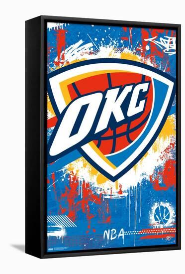 NBA Oklahoma City Thunder - Maximalist Logo 23-Trends International-Framed Stretched Canvas
