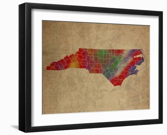 NC Colorful Counties-Red Atlas Designs-Framed Giclee Print