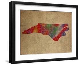 NC Colorful Counties-Red Atlas Designs-Framed Giclee Print