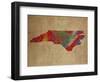 NC Colorful Counties-Red Atlas Designs-Framed Giclee Print