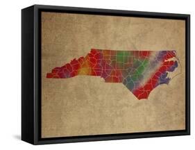 NC Colorful Counties-Red Atlas Designs-Framed Stretched Canvas