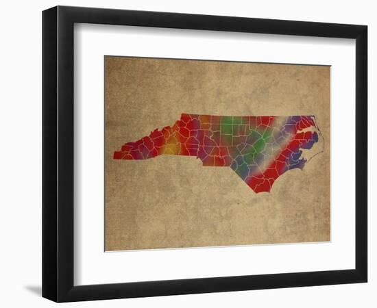 NC Colorful Counties-Red Atlas Designs-Framed Premium Giclee Print