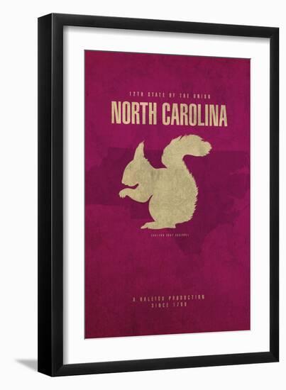 NC State Minimalist Posters-Red Atlas Designs-Framed Giclee Print