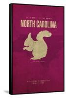 NC State Minimalist Posters-Red Atlas Designs-Framed Stretched Canvas