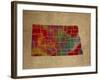 ND Colorful Counties-Red Atlas Designs-Framed Giclee Print