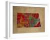 ND Colorful Counties-Red Atlas Designs-Framed Giclee Print