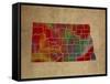 ND Colorful Counties-Red Atlas Designs-Framed Stretched Canvas