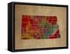 ND Colorful Counties-Red Atlas Designs-Framed Stretched Canvas