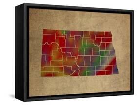 ND Colorful Counties-Red Atlas Designs-Framed Stretched Canvas