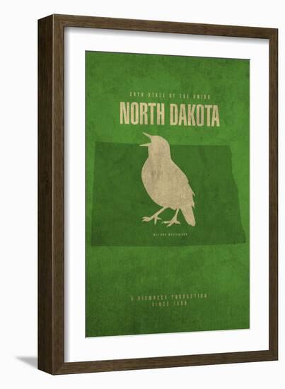 ND State Minimalist Posters-Red Atlas Designs-Framed Giclee Print