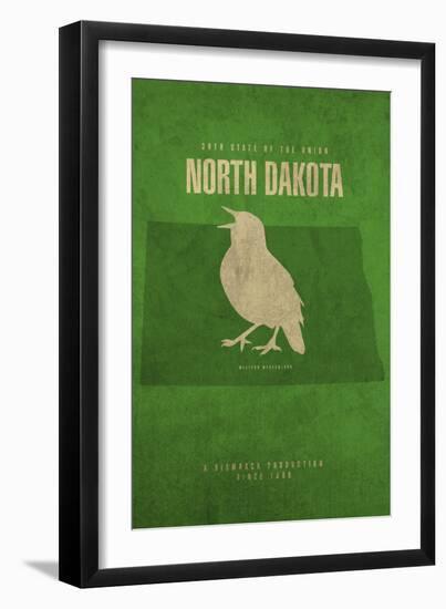 ND State Minimalist Posters-Red Atlas Designs-Framed Giclee Print