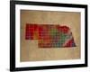 NE Colorful Counties-Red Atlas Designs-Framed Giclee Print