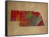 NE Colorful Counties-Red Atlas Designs-Framed Stretched Canvas