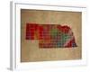 NE Colorful Counties-Red Atlas Designs-Framed Giclee Print
