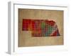 NE Colorful Counties-Red Atlas Designs-Framed Giclee Print