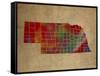 NE Colorful Counties-Red Atlas Designs-Framed Stretched Canvas