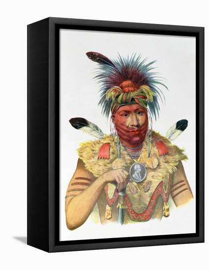 Ne-Sou-A-Quoit, a Fox Chief, Illustration from "The Indian Tribes of North America"-Charles Bird King-Framed Stretched Canvas