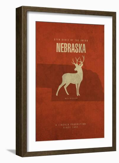 NE State Minimalist Posters-Red Atlas Designs-Framed Giclee Print