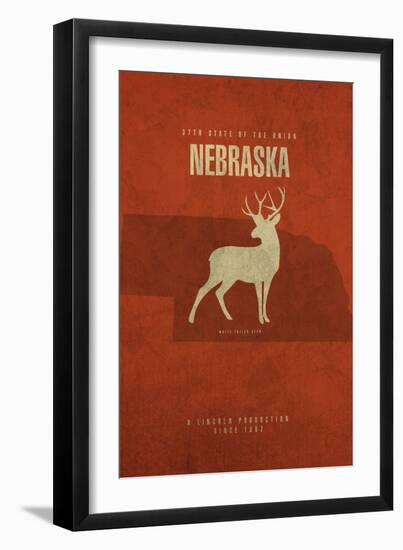 NE State Minimalist Posters-Red Atlas Designs-Framed Giclee Print