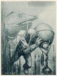 Diver from a "Simon Lake" Submarine Placing a Mine in Channels Used by Enemy Ship 2 of 2-Neal Truslow-Framed Stretched Canvas