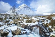 Snow covered Buachaille Etive Mor and the River Coupall, Glen Etive, Rannoch Moor, Glencoe-Neale Clark-Photographic Print