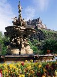 Castle and Princes Street Garden Fountain, Edinburgh, Lothian, Scotland, United Kingdom-Neale Clarke-Photographic Print