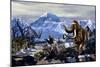 Neanderthals Approach a Group of Machairodontinae Feeding with a Herd of Woolly Mammoths-Stocktrek Images-Mounted Art Print