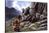 Neanderthals Hunt a Cave Bear-null-Stretched Canvas