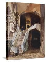 Neapolitan House, with Additions by a Borbone Pupil (Pencil, W/C and Gouache on Paper)-Giacinto Gigante-Stretched Canvas