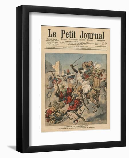 Near Casablanca, the Goumiers Charging at the Moroccans-French School-Framed Premium Giclee Print