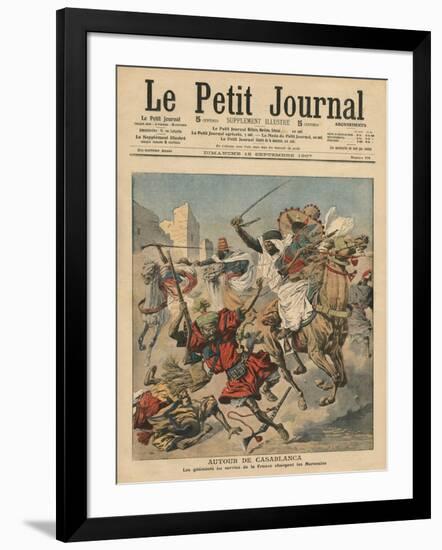 Near Casablanca, the Goumiers Charging at the Moroccans-French School-Framed Giclee Print