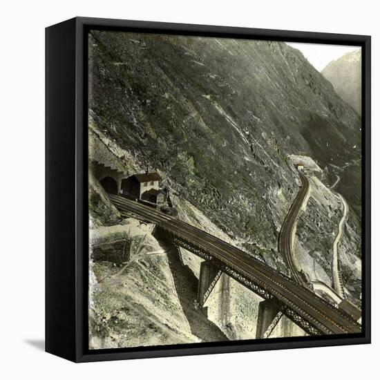 Near Giornico (Switzerland), Bridge of the Saint-Gothard Railroad, Circa 1865-Leon, Levy et Fils-Framed Stretched Canvas