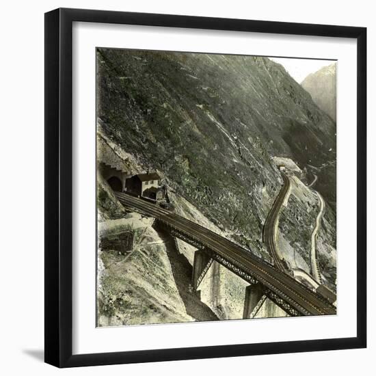 Near Giornico (Switzerland), Bridge of the Saint-Gothard Railroad, Circa 1865-Leon, Levy et Fils-Framed Premium Photographic Print