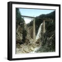 Near Lauterbrunnen (Switzerland), the Tudelenbach Bridge on the Gornegrat Railroad Line, Circa 1865-Leon, Levy et Fils-Framed Photographic Print