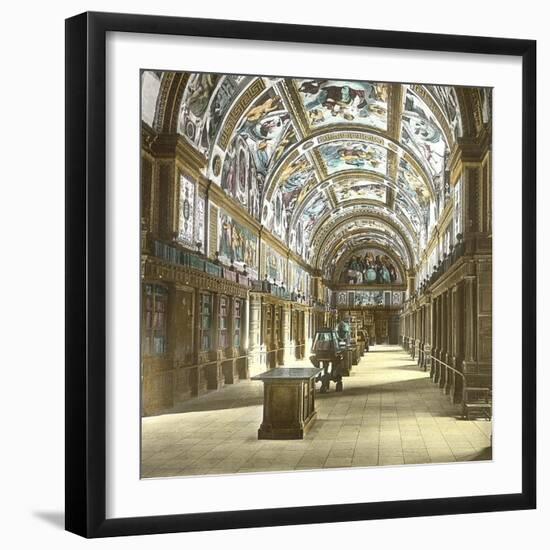 Near Madrid (Spain), the Library of the Escurial Palace , Circa 1885-1890-Leon, Levy et Fils-Framed Photographic Print