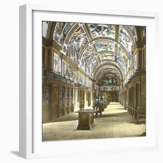 Near Madrid (Spain), the Library of the Escurial Palace , Circa 1885-1890-Leon, Levy et Fils-Framed Photographic Print