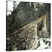 Near Meiringen (Switzerland), the Railway Bridge of the Giessbach, Circa 1865-Leon, Levy et Fils-Stretched Canvas