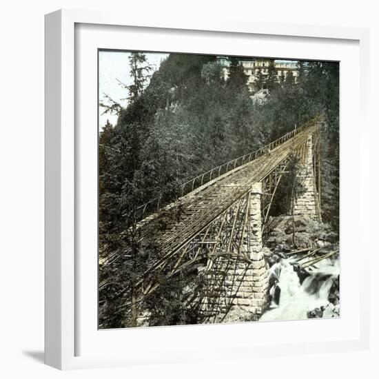 Near Meiringen (Switzerland), the Railway Bridge of the Giessbach, Circa 1865-Leon, Levy et Fils-Framed Photographic Print