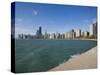 Near North Skyline and Gold Coast, from Lake Michigan, Chicago, Illinois, USA-Amanda Hall-Stretched Canvas