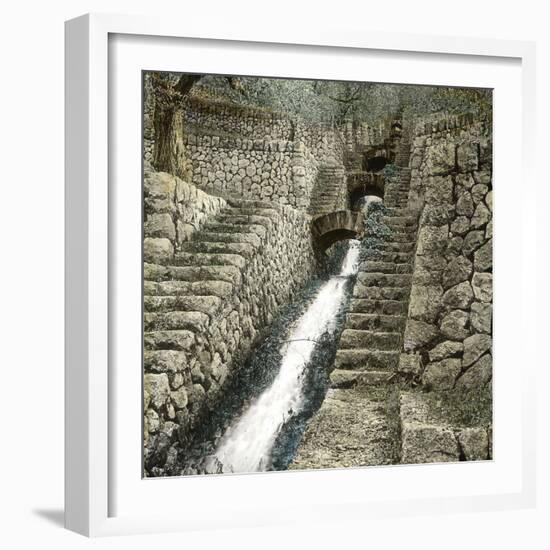 Near Palma (Island of Majorca, the Balearic Islands, Spain), a Spring in the Miramar Gardens-Leon, Levy et Fils-Framed Photographic Print