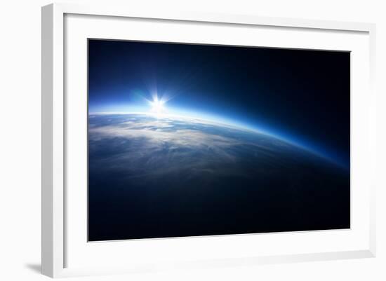 Near Space Photography - 20Km above Ground / Real Photo Taken from Weather Balloon / Universe Strat-dellm60-Framed Art Print