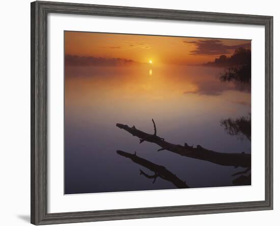 Near St Charles at Sunrise on the Mississippi River, Missouri, USA-Charles Gurche-Framed Photographic Print