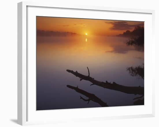 Near St Charles at Sunrise on the Mississippi River, Missouri, USA-Charles Gurche-Framed Photographic Print