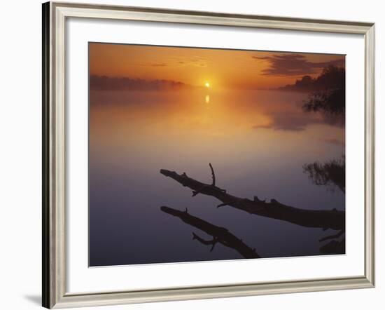 Near St Charles at Sunrise on the Mississippi River, Missouri, USA-Charles Gurche-Framed Photographic Print