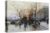 Near the Louvre, Paris-Eugene Galien-Laloue-Stretched Canvas