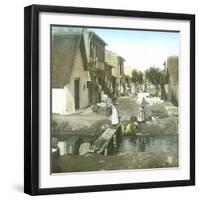 Near Valencia (Spain), Women Washing Laundry in a Street of Cabanal, Circa 1885-1890-Leon, Levy et Fils-Framed Photographic Print