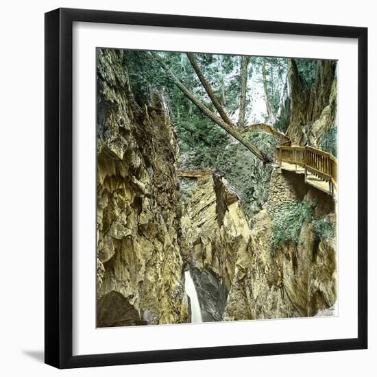 Near Zermatt (Switzerland), the Gorges of Groner, Circa 1865-Leon, Levy et Fils-Framed Photographic Print