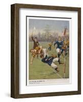 Nearly In!, a Timely Tackle Prevents an Attacking Player from Scoring a Try-S.t. Dadd-Framed Art Print