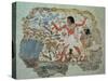 Nebamun Hunting in the Marshes with His Wife an Daughter, Part of a Wall Painting-null-Stretched Canvas