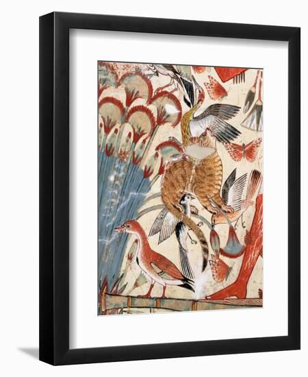 Nebamun Hunting in the Marshes with His Wife an Daughter-Egyptian 18th Dynasty-Framed Premium Giclee Print